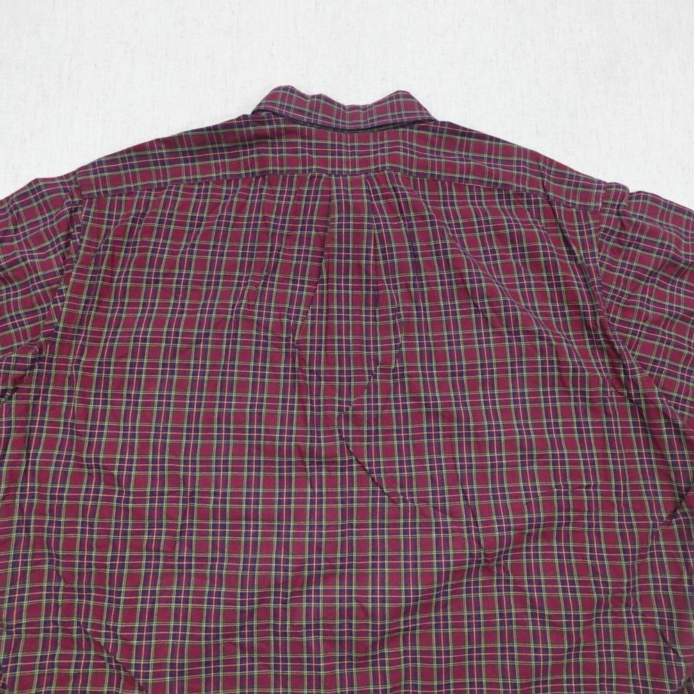 Ralph Lauren Golf Tilden Button Down Shirt XXL Red Plaid Tartan Long Sleeve Y2K - Picture 8 of 10